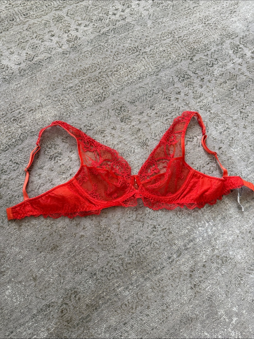 Orange/Red Lace Unlined Bra - Women Intimates & Sleepwear
